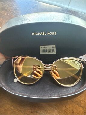 Michael Kors Women's Gold Frame Sunglasses with Yellow Lenses